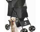 4-Wheel Folding Pet Stroller for small and medium-sized dogs and cats with cup holder and storage basket, 360° rotatable front wheels - Black P02B-hei 725086309488