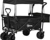 DURHAND Outdoor Push Pull Wagon Stroller Cart w/ Canopy Top Black - Black 5056602931759 5056602931759