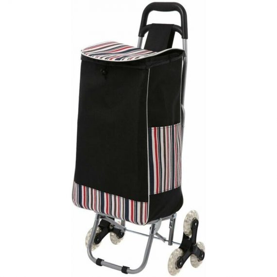 Folding Shopping Trolley with 6 Stainless Steel Wheels, Easy to Climb Stairs, Market Stroller with Waterproof Canvas Bag - Black BRU-31359 6286609566794