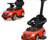 Costway - 3 in 1 Ride on Push Car Compatible Toddlers Stroller Sliding Walker w/Sun Canopy TQ10061RE