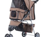 Pet Stroller Pushchair Carrier for Cat Puppy with 3 Wheels Brown - Brown - Pawhut 5055974823198 5055974823198