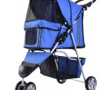 Pet Stroller Pushchair Carrier for Cat Puppy with 3 Wheels Blue - Blue - Pawhut 5055974823181 5055974823181