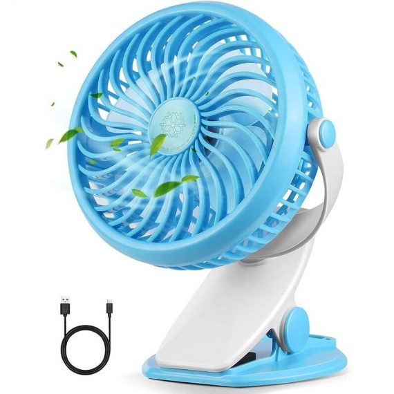 Usb Rechargeable Clamp Fan, Powerful Airflow, 3 Speed Quiet Clip Table Fan, 720 ° Adjustment for Office, Camping, Stroller, Car, Gym Dksfjkl DK-16163 6900235599918