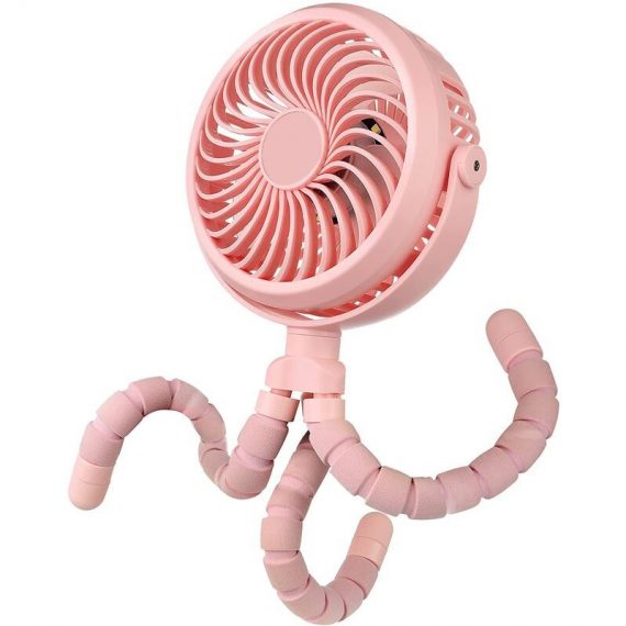 Battery Operated Stroller Fan with 3 Speeds and Rotating Personal Fan for Car Seat, Crib, Bike, Treadmill (Pink) Sun-16533MFZ