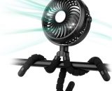 Battery Operated Stroller Fan with 3 Speeds and Rotating Personal Fan for Car Seat, Crib, Bike, Treadmill (Black) Sun-16532MFZ 9027979844467