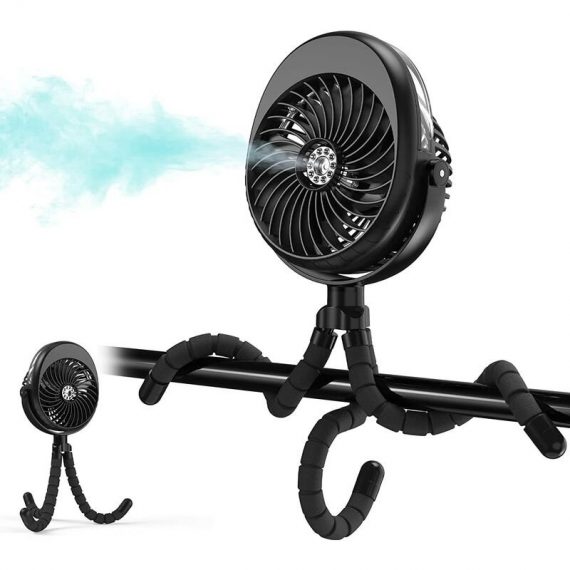 Flummer stroller fan, Baby portable fan powered by battery with flexible tripod clip, 360 ° 360 ° rotary water tank with 50 ml for the campsite MNX011547A1031F