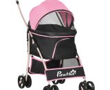 3 In 1 Pet Stroller, Detachable Dog Cat Travel Carriage - Pink - Pink - Pawhut 5056602940508 5056602940508