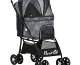 Foldable Dog Stroller w/ Large Carriage, Universal Wheels, Brakes - Grey - Grey - Pawhut 5056602940980 5056602940980