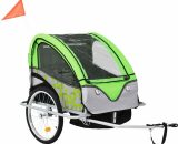 2-in-1 Kids' Bicycle Trailer & Stroller Green and Grey - Green MM-48037