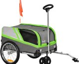 Dog Bike Trailer 2-in-1 Pet Trolley Stroller Cart Bicycle Green - Green - Pawhut 5056534531478 5056534531478