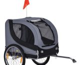 Pet Bicycle Trailer Steel Dog Bike Carrier Water Resistant Travel Grey - Grey & Black - Pawhut 5056029871980 5056029871980