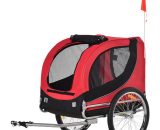 Dog Bike Trailer Pet Cart Bike Carrier Travel with Hitch Coupler Red - Red - Pawhut 5055974867000 5055974867000