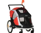 2-in-1 Dog Bicycle Trailer w/ Safety Leash, Reflectors - Red - Red - Pawhut 5056534542559 5056534542559