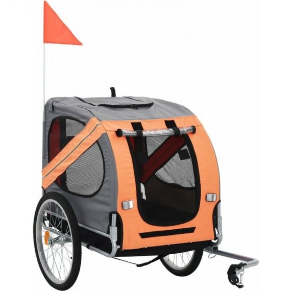 Dog Bike Trailer Orange and Grey Vidaxl Grey 8718475718055 8718475718055