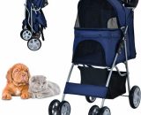 4-Wheel Pet Stroller Dog Cat Walk Travel Carrier Carriage with Basket PS7427NY 6085650697934