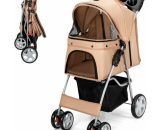 4-Wheel Pet Stroller Dog Cat Walk Travel Carrier Carriage with Basket PS7427BE 6085650697798